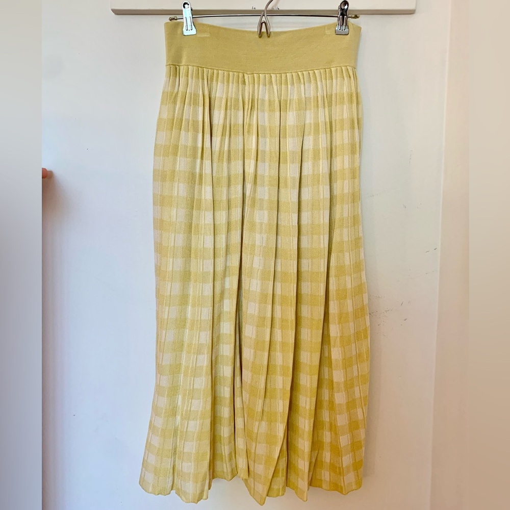 Everlane Yellow Plaid A-Line Skirt